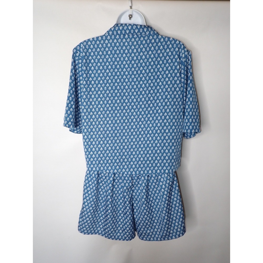 Haute Hippie Style Women's Blue White Floral Pajama Set Shorts Top Size S READ - Picture 4 of 8